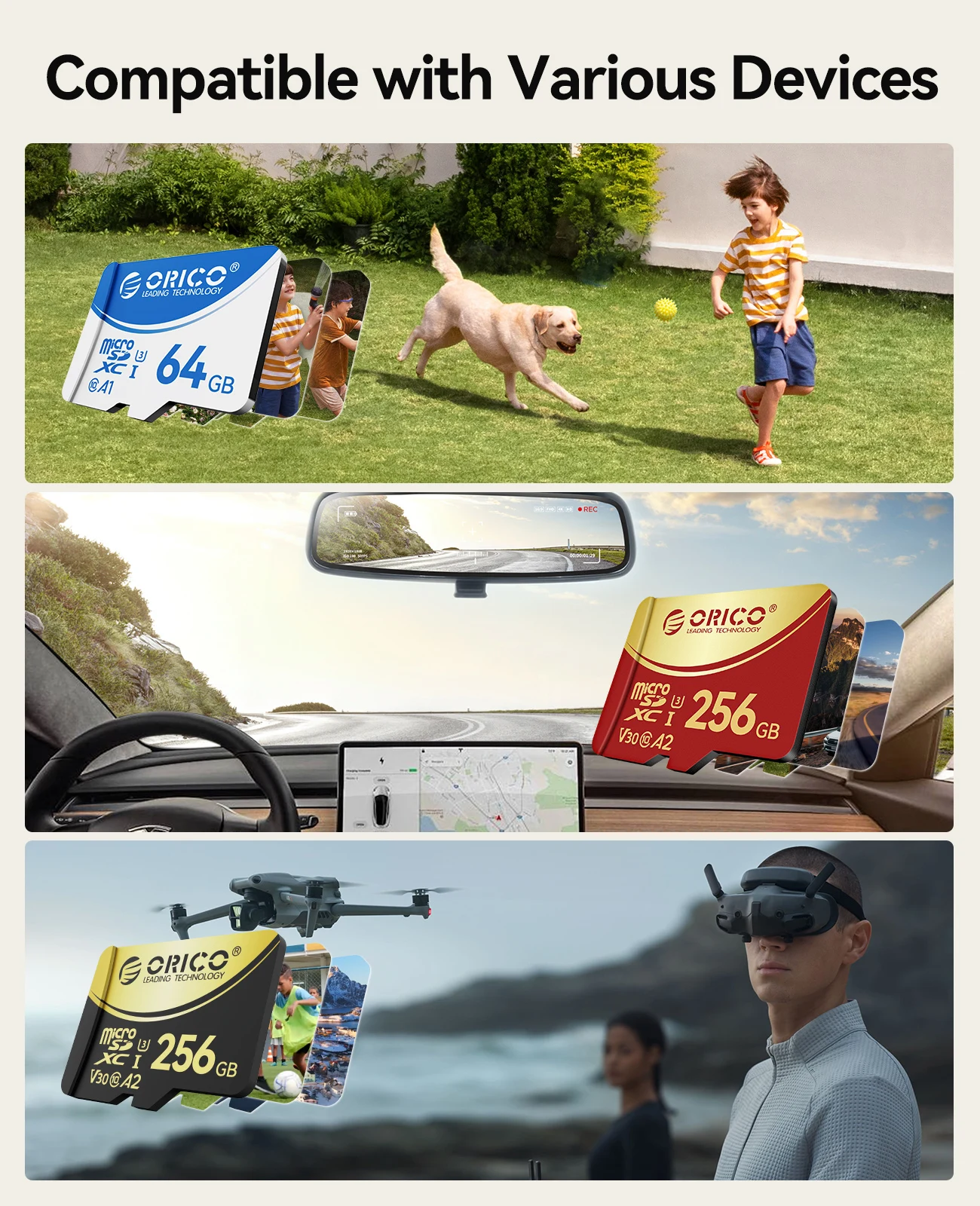 Scheda di memoria ORICO 256 GB 128 GB 64 GB 32 GB TF Scheda Micro SD Fino a 180 MB/s Scheda SD di archiviazione per schede Flash Camera Drone Dash Cam