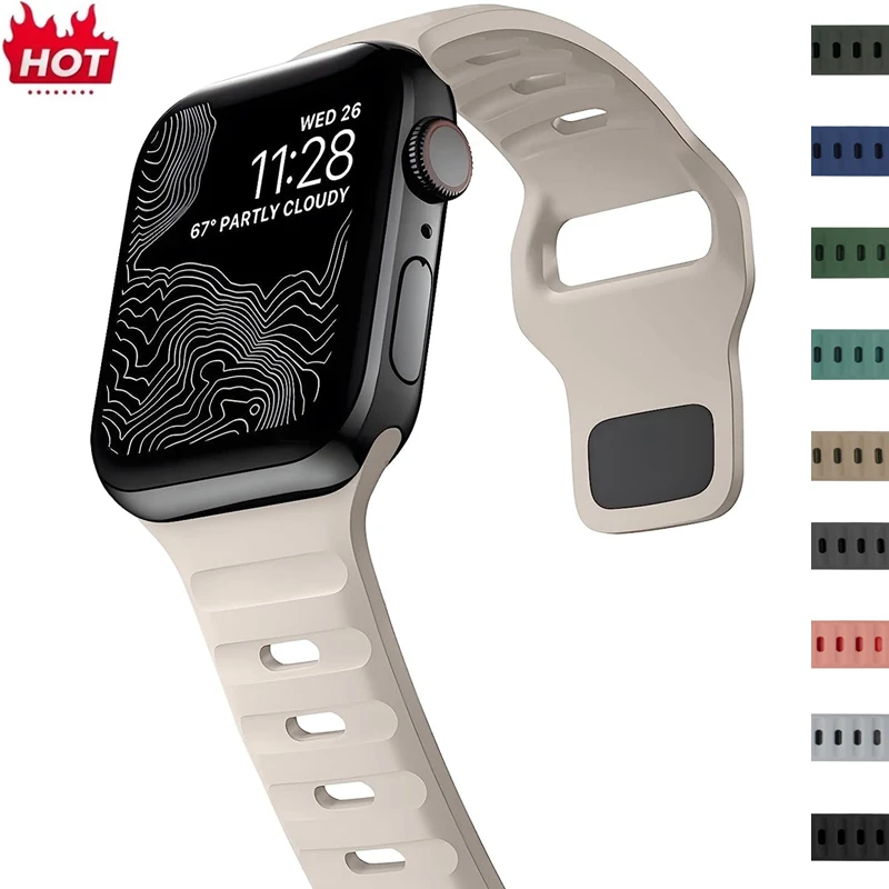 

Strap For Apple Watch Band 49mm 46mm 44mm 45mm 41mm 40mm 38 42 mm Soft Silicone sport Bracelet iwatch Serise Ultra 10 9 8 SE 7 6