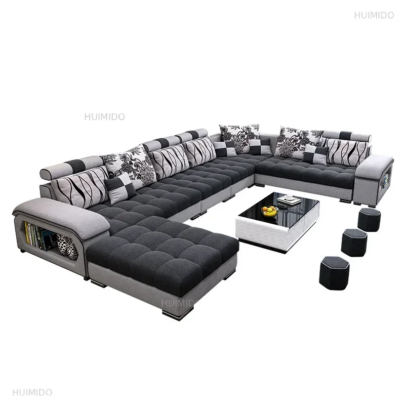 Set di divani moderni per mobili per la casa in tessuto multicolore a forma di U
