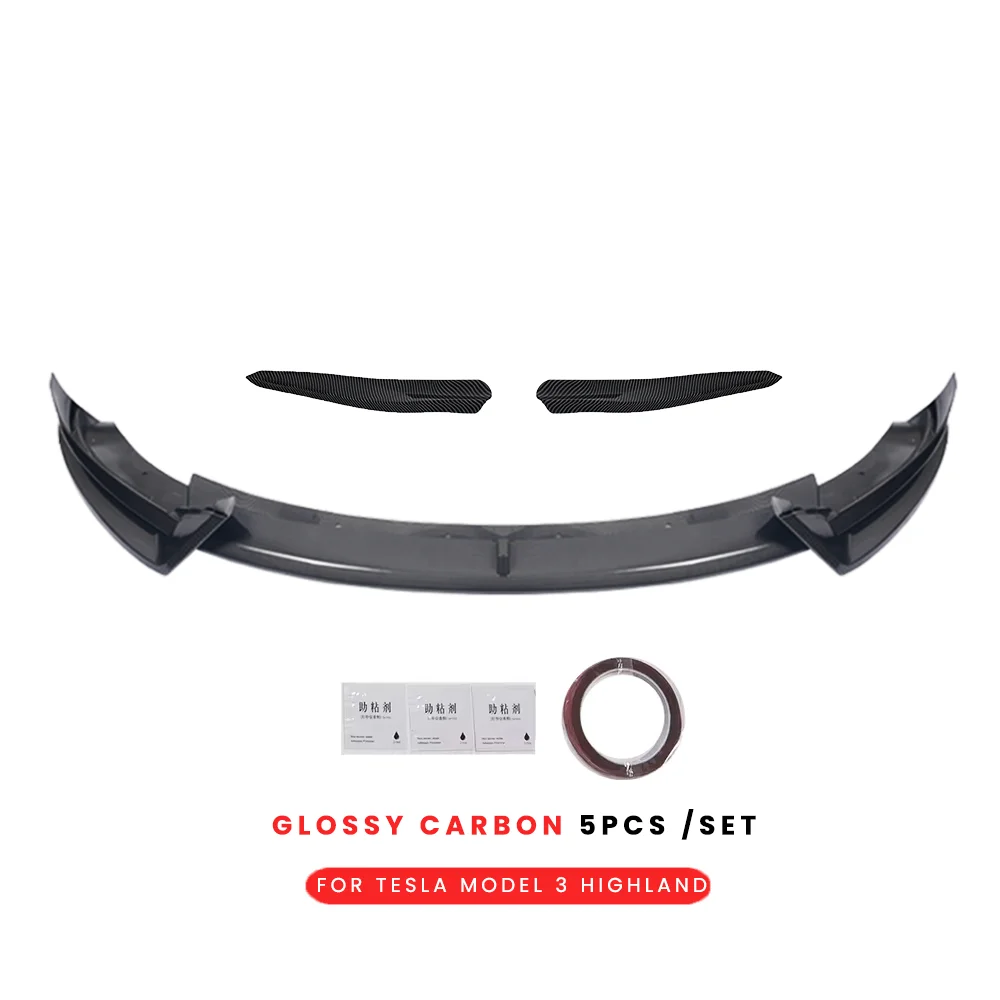 Auto Voorste Lip Voor Tesla Model 3 Highland 2024 + Voorbumper Lip Boren Gratis Sport Spoiler Blade Model 3 + Auto Accessoires