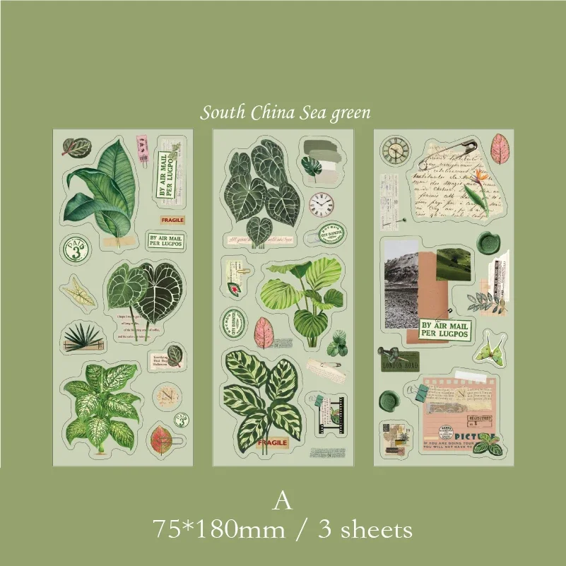 Journamm 3pcs/pack PET Ins Floral Stickers DIY CUT Collage Scrapbooking Materials Waterproof PET Aesthetics Sticker Stationery