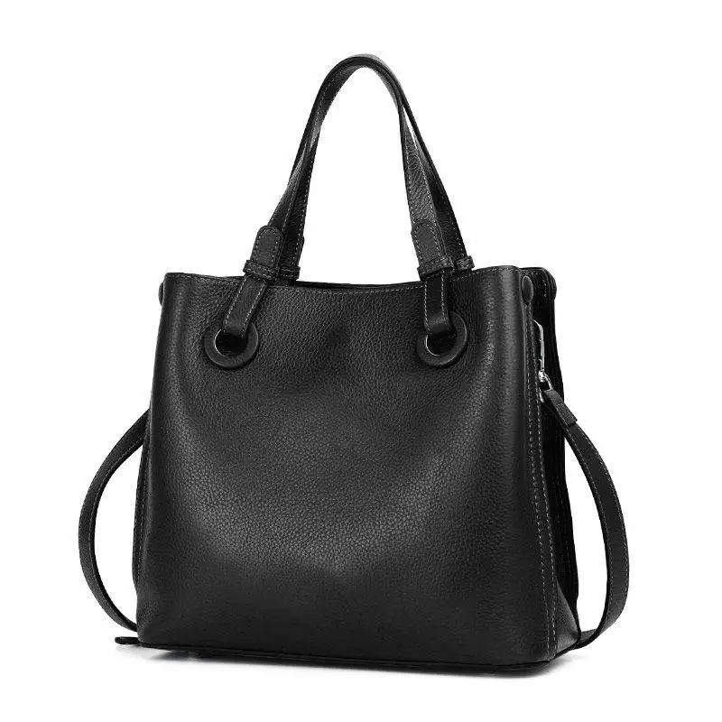 

2025 Light Luxury Brand Bag Leather Handbag Women's European And American Fashion New High Capacity Cowhide Bucket Bag For Women