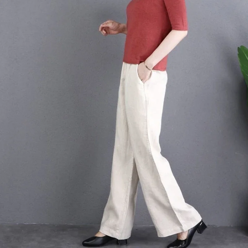 Baggy Hosen Frauen Elastische Hohe Taille Elegante Streetwear Sommer Retro Gerade Hosen Bequeme Fashion Solid Heißer Verkauf Casual