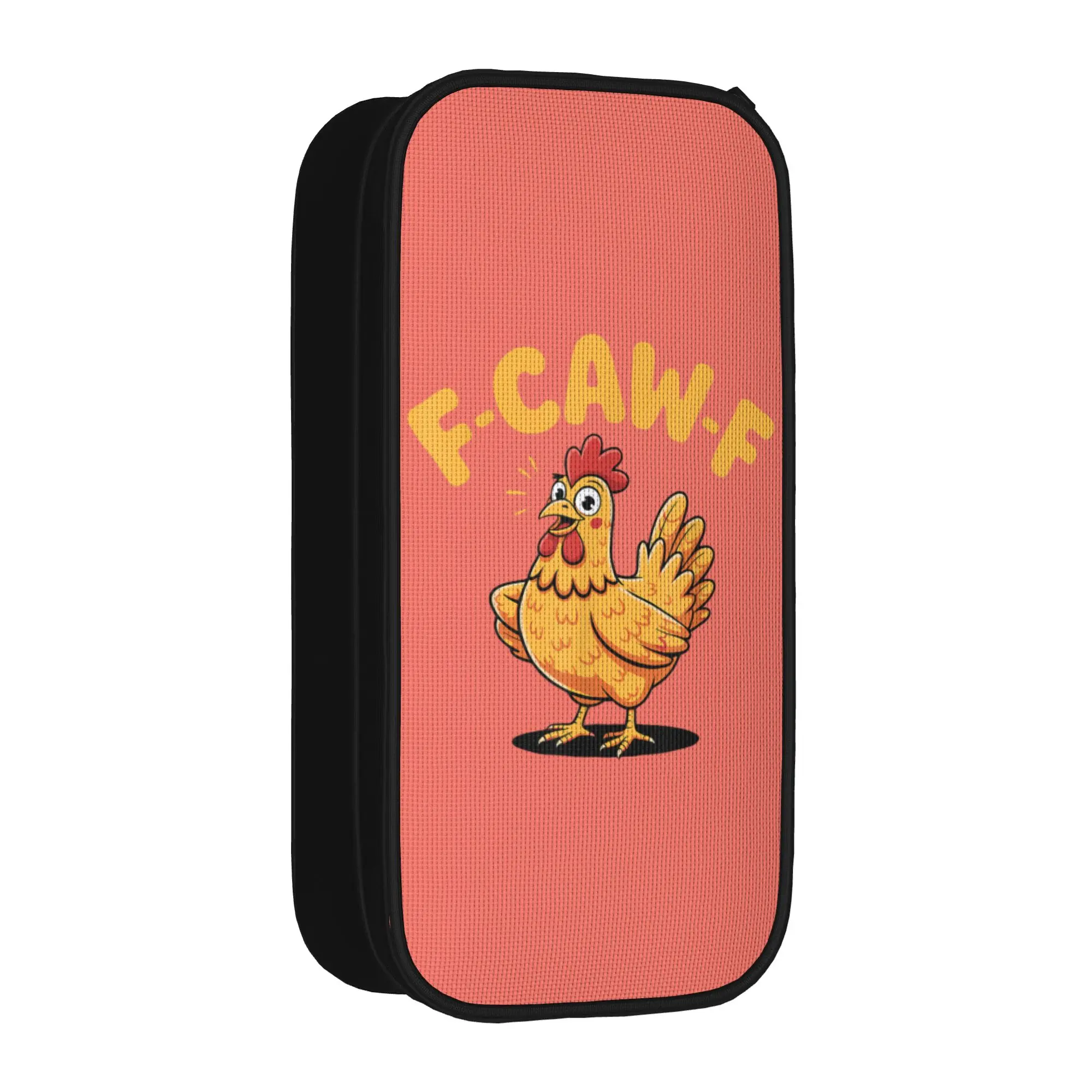 Funny F-Caw-F Chicken Meme Pencil Case Dark Humor Pencil Pouch Pen Box Student Large Storage Pencil Bag School Zipper Stationery