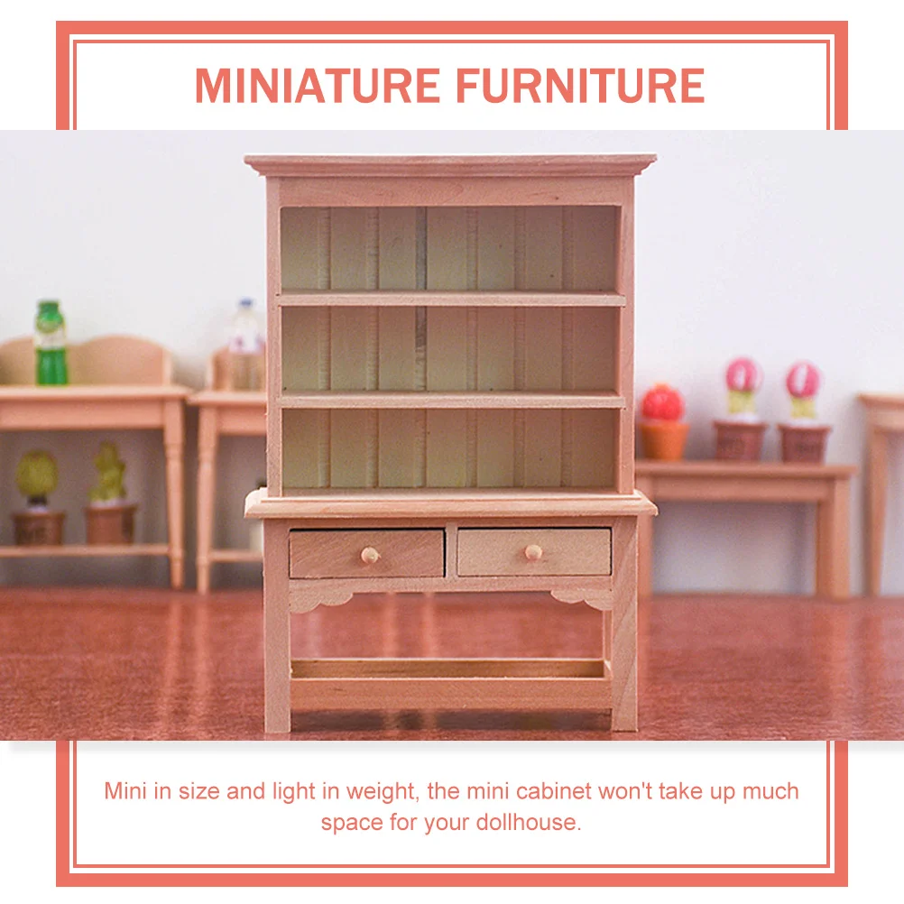 Mini Wardrobe Ornaments Furniture Decorate Models Wood Wooden Cabinet Miniature Bookcase Adornment