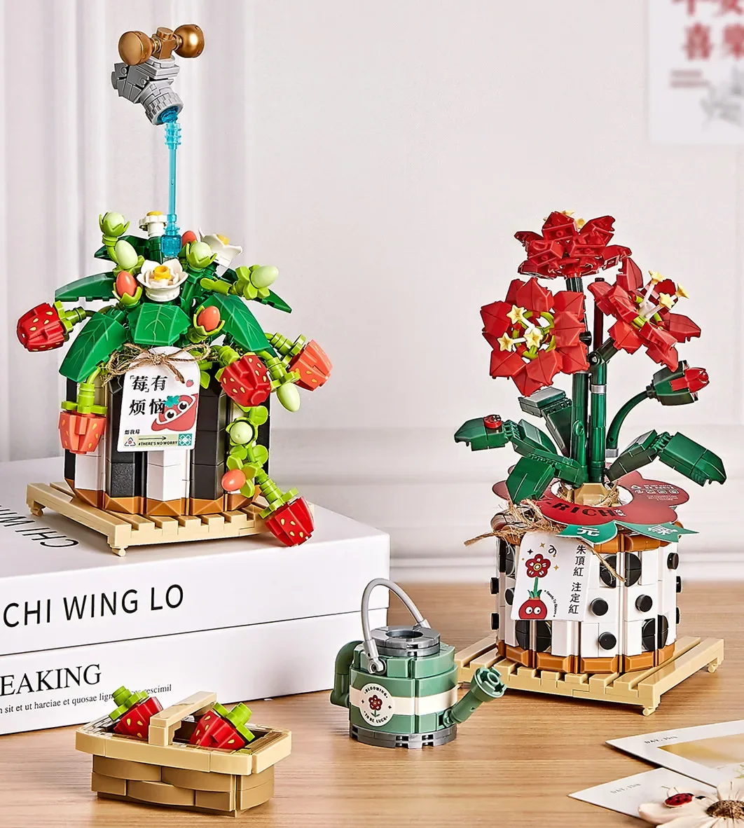 

1284 1285 LOZ mini Blocks Kids Building Toys DIY Bricks Puzzle Girls Gift Flowers Potted Plants Home Decor Women Holiday Gift