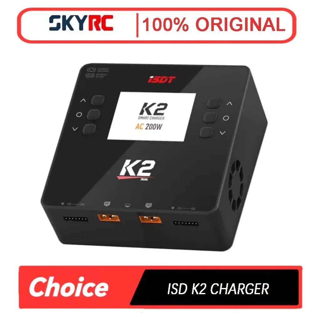 ISDT K2 AC 200W DC 500W x2 듀얼 채널 스마트 배터리 밸런스 충전기 (리튬이온, 리튬폴리머, 리튬하이브, 니켈수소, 납, 가오넹, 타투 배터리용) RC 모델
