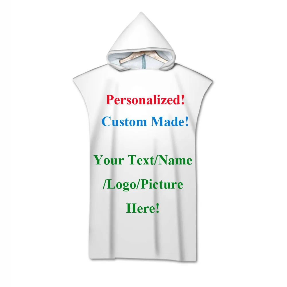 

Custom Personalized Picture Logo Text Hooded Beach Poncho Towel Spa Surf Swim Changing Robe Holiday Birthday Gift Drop Shipping