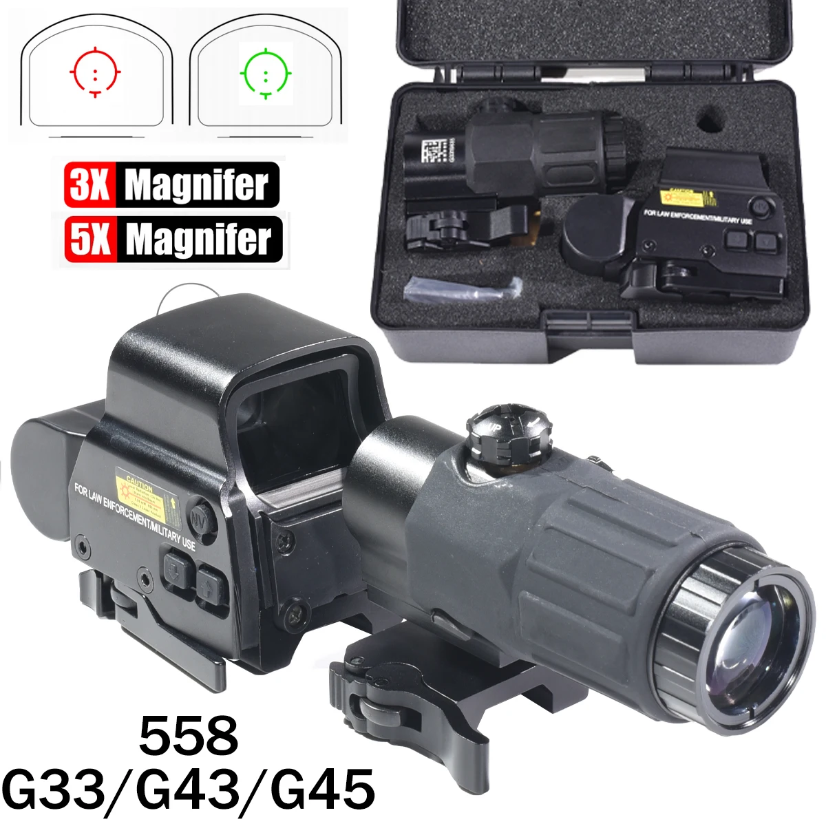 

Голографический увеличитель EOT**h 558 G33/G45 3X 5X для тактического прицела 558 с креплением на 20-мм планку