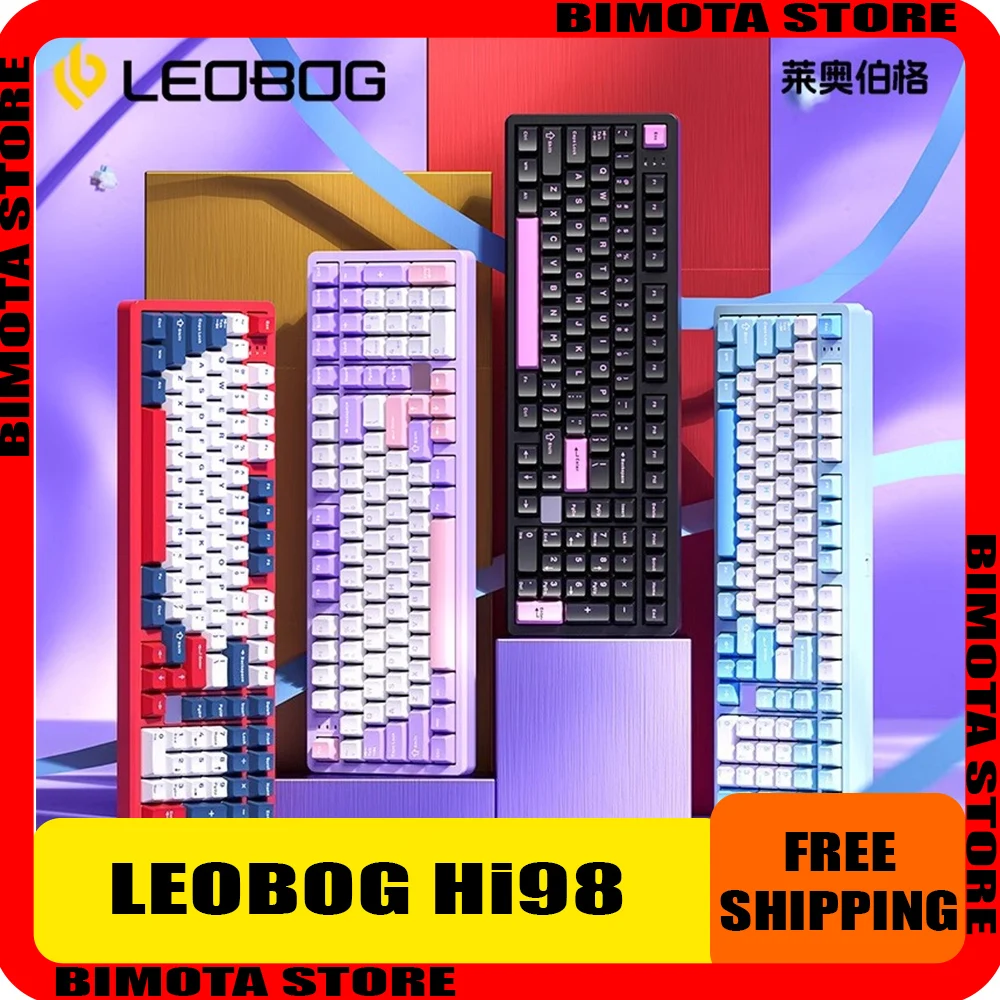 

LEOBOG Hi98 Mechanical Gaming Wired Keyboard Aluminum 101key RGB E-sports Keyboard PBT Keycaps PC/FR4 Positioning Plate PC Gamer
