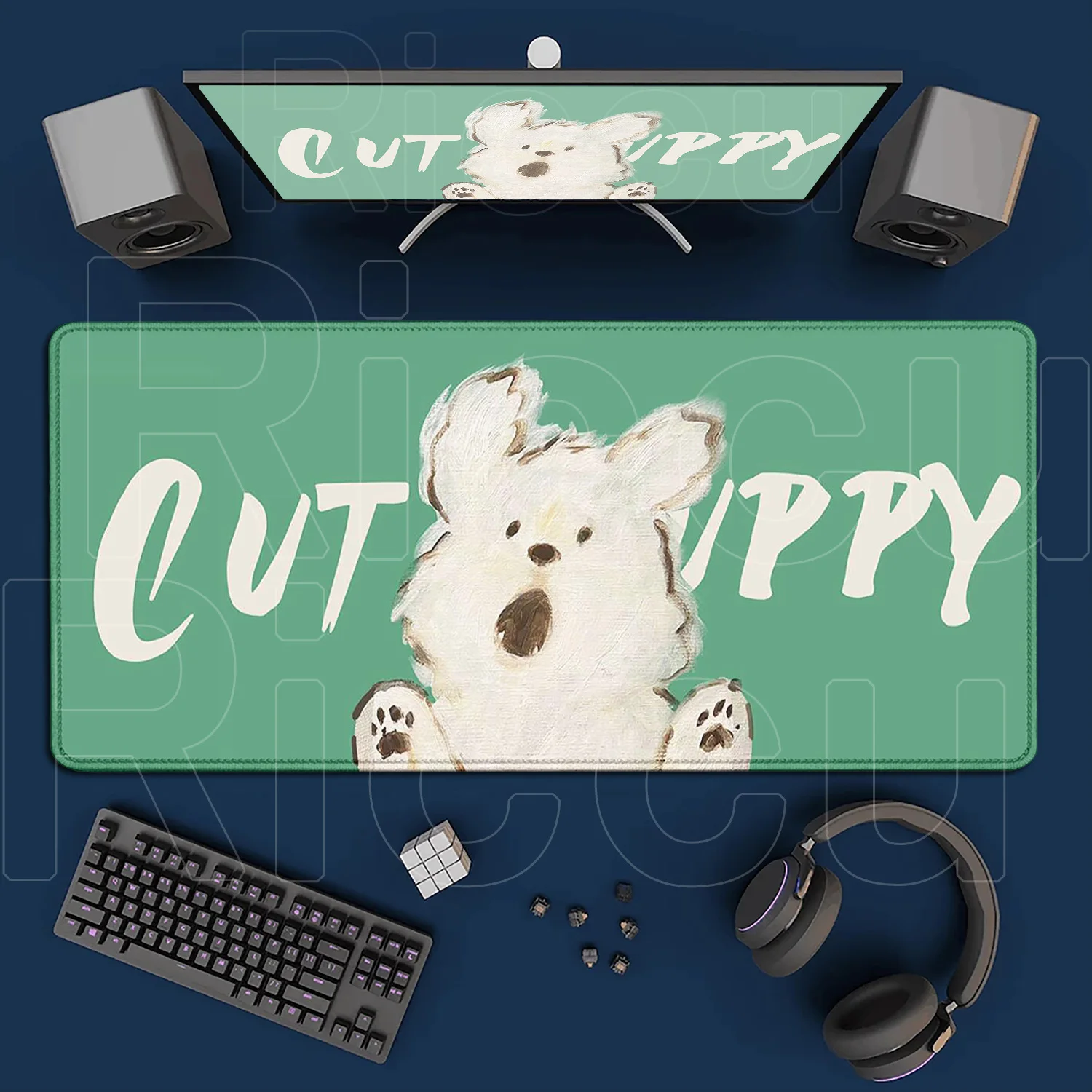 แผ่นรองเมาส์ลายสุนัขน่ารัก ขนาด 400x900 มม. แผ่นรองคีย์บอร์ดขนาดใหญ่ แผ่นรองโต๊ะน่ารัก ของขวัญ แผ่นรองเมาส์ลายแมวน่ารัก