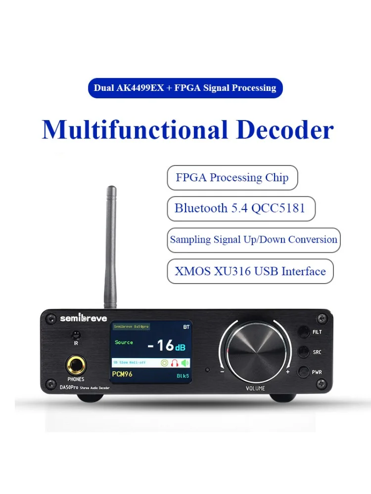 AK4499EX dekoder dźwięku DAC QCC5171 Bluetooth 5.3 DSD512 efekt światło RGB FPGA bezstratny dekoder AS318B femtosekundowy kryształ — zdjęcie 2