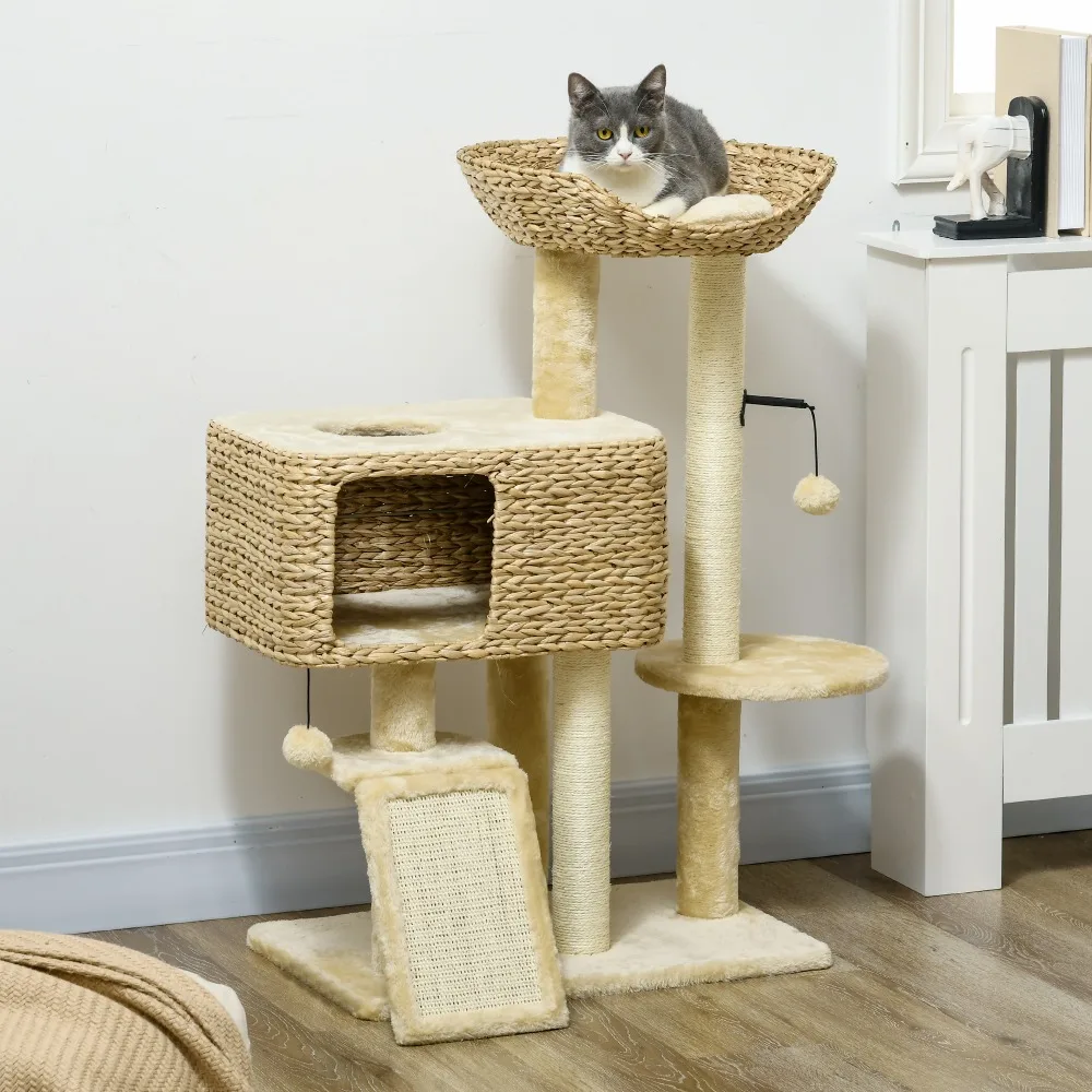 

Brown & Beige Multi-Level Cat Tree – Scratching Posts, Condo, and Nap Spots with Anti-Tip Design