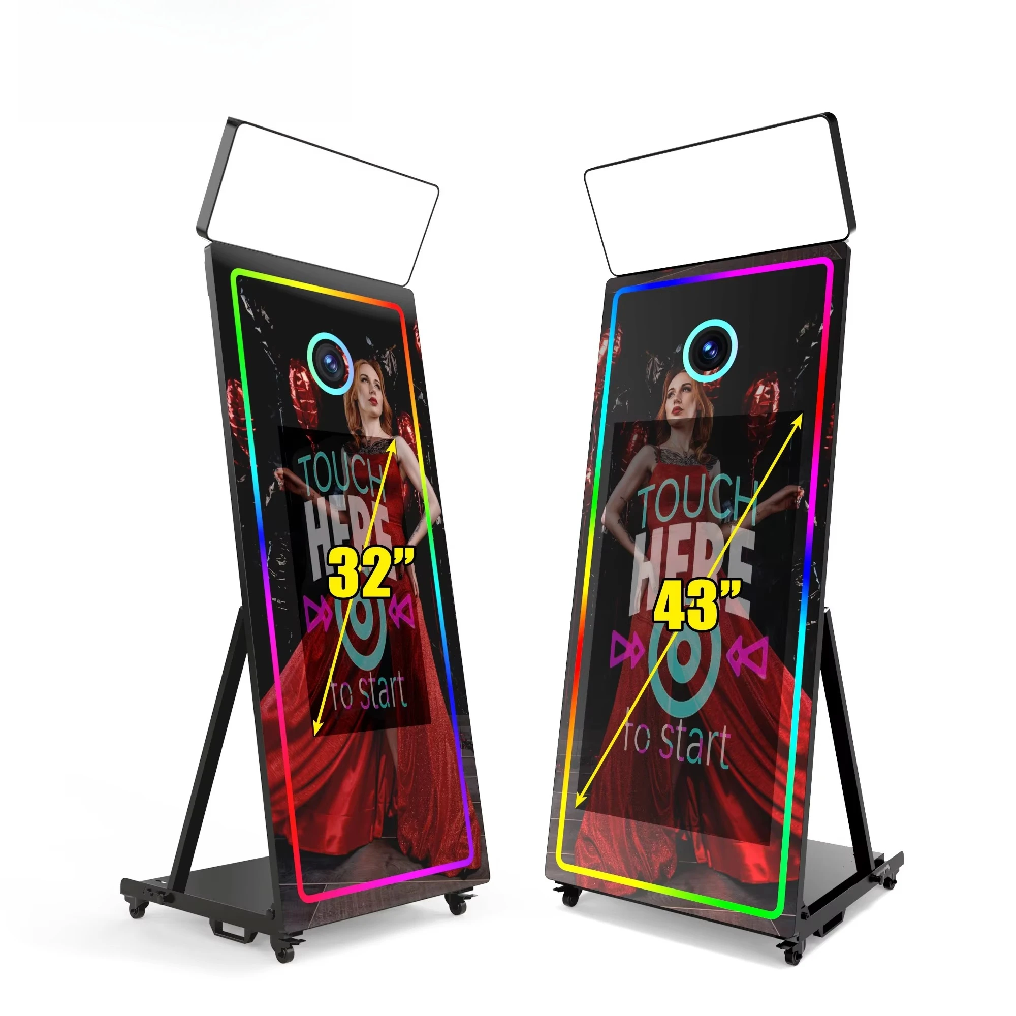 Magic Mirror Interactive Mirror Selfie Activity Photography Booth Light Emitting Diode Picture Cabin