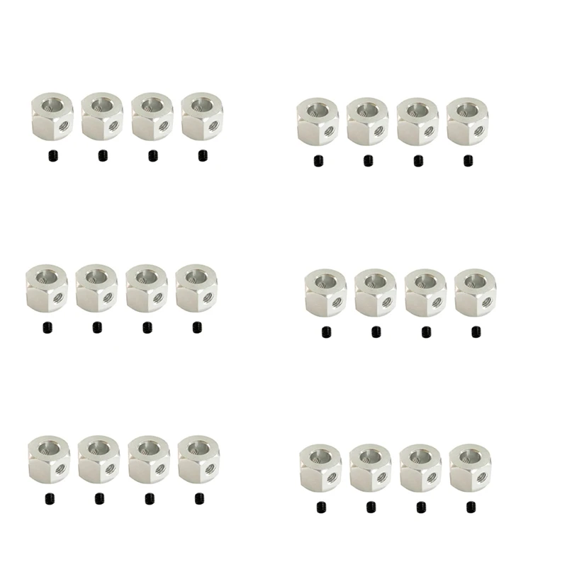 24 قطعة 5 مللي متر إلى 12 مللي متر المعادن الموحد محور عجلات محول سداسي ل WPL D12 C14 C24 B14 B16 MN D90 D91 ، فضي