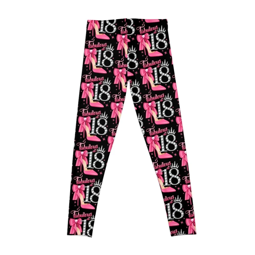 18th Birthday. Fabulous at 18 girls, ladies Leggings Women's gym gym wear Legging sexy woman Womens Leggings