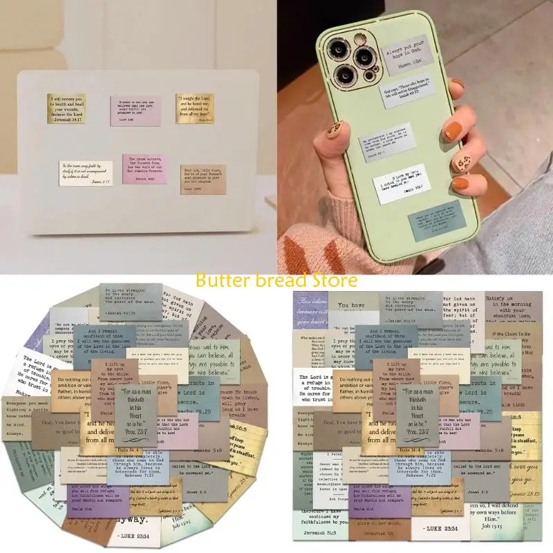 

W89C 60Pcs Bible Quote Sticker Motivational Scripture Sticker for Water Bottle Laptop