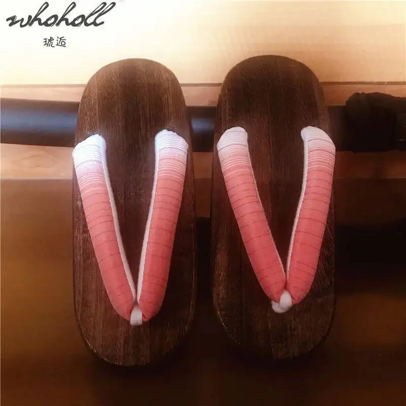 WHOHOLL bois Geta femmes pantoufles japonais Geta bois sabots pour Kimono tongs pour femmes enfants Geta Cosplay Costumes chaussures