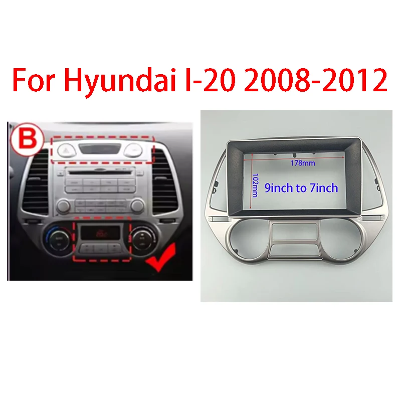 

7/9 Inch Car Fascia Frame Cable For Hyundai i20 2008-2012 Android Screen Radio Dash Fitting Panel Kit