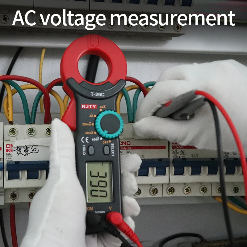 NJTY T-26C Digital Clamp Meter Professional Leakage Current Test 20mA~60A Leakage Detection precision current 0.01A Auto Range