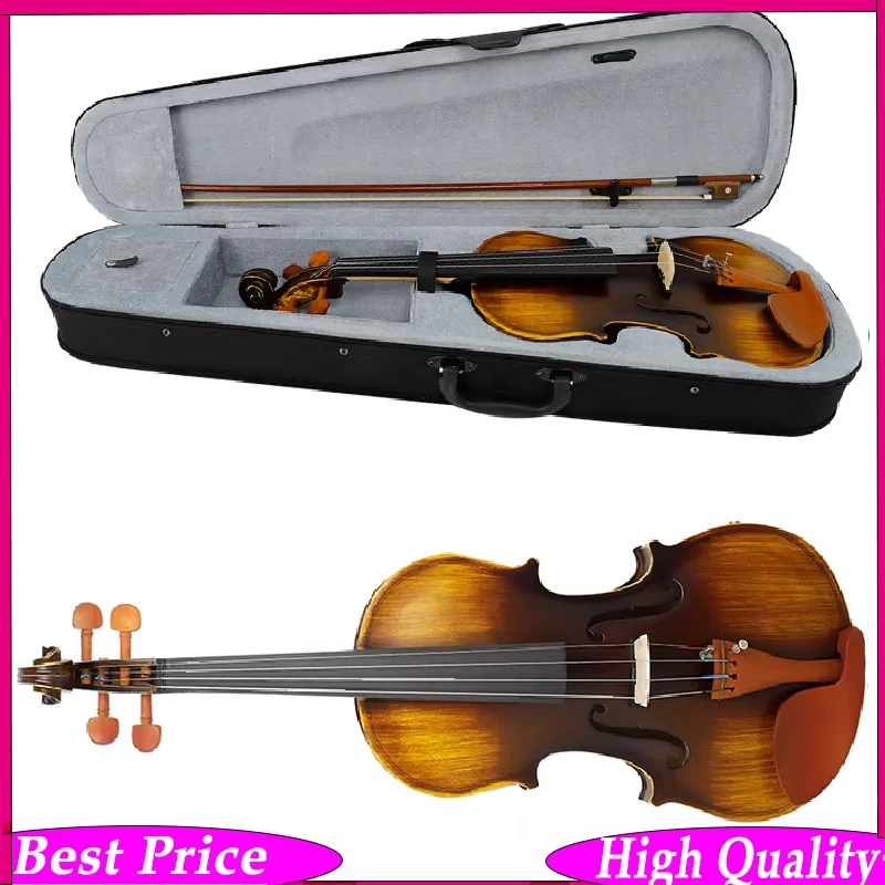 

AV-E310 Electric EQ Violin – 4/4 Violin Full Size Vintage Matte Electric Violin Built-in Equalizer for Professional Performance