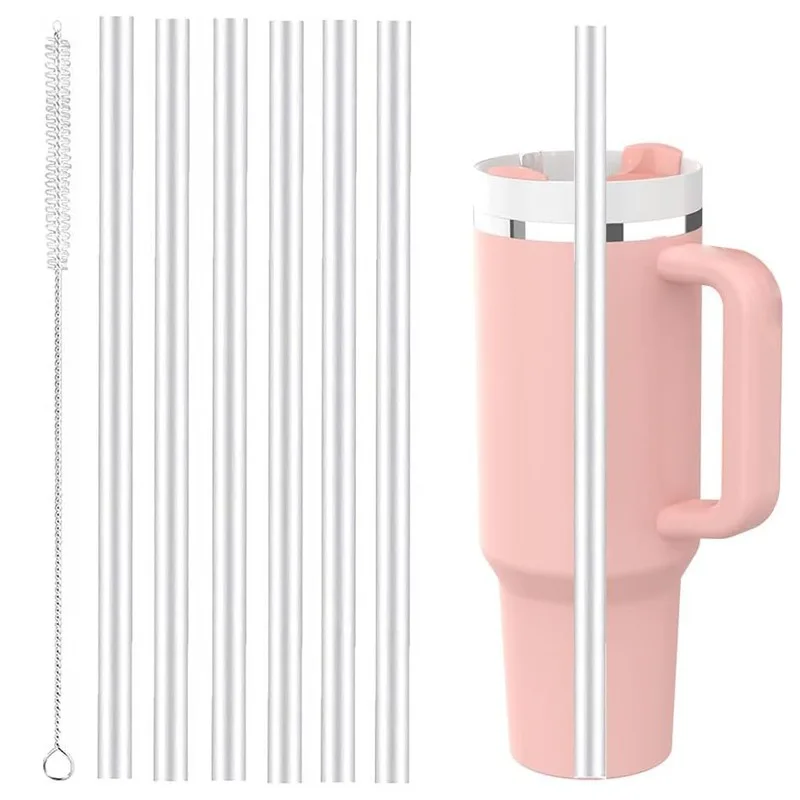 6 Pack Replacement Straws Compatible Stanley 40oz Tumbler, Plastic Clear Reusable for Stanley Adventure Quencher Travel Tumbler