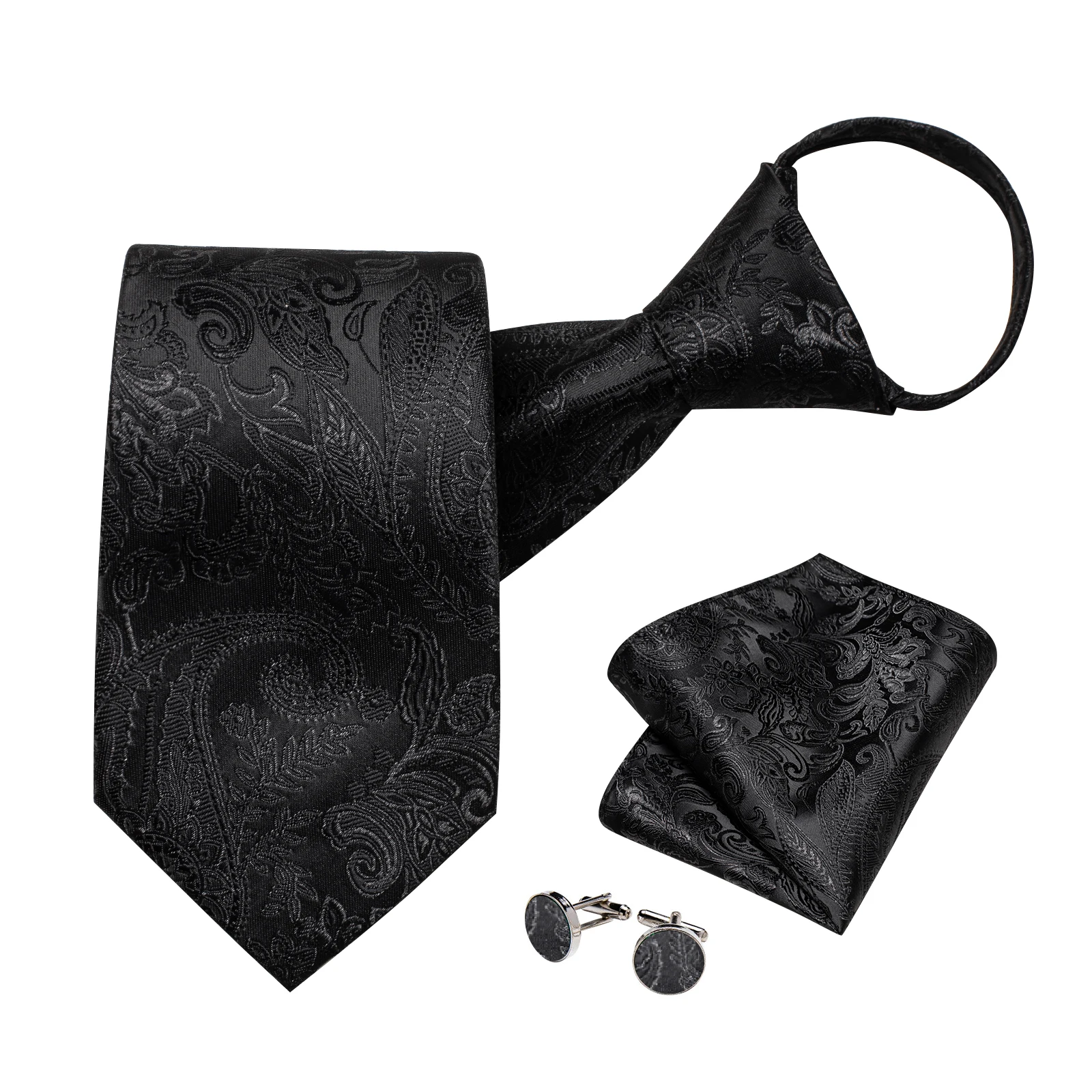 Herren-Business-Krawatte mit Reißverschluss, braun, schwarz, kariert, floral gestreift, Bräutigam, Hochzeit, faule Krawatten, Party, Herren-Accessoires, Geschenk für Ehemann – Detail 8
