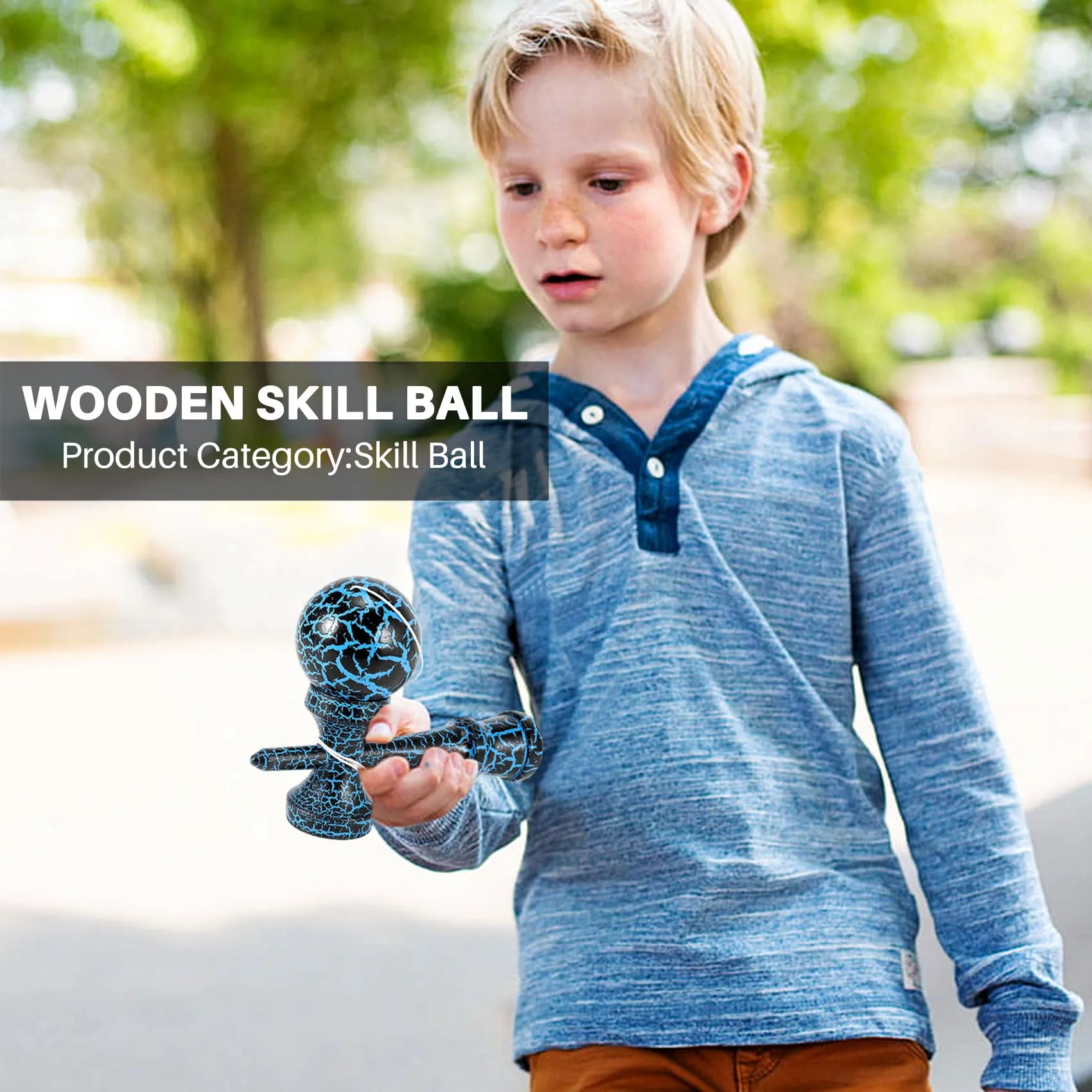 Wooden Toy Outdoor Sports Kendama Toy Ball Children and Adults Outdoor Ball Sports Crack Beech Wood Colorful Design Black and