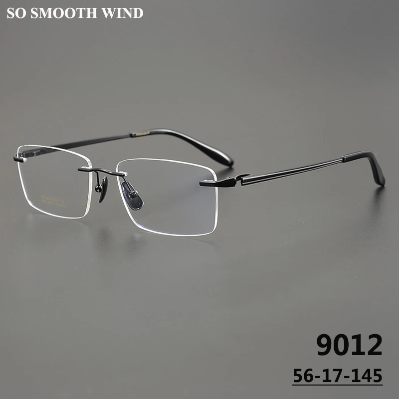 

Japanese Square Rimless Glasses Frame Lightweight Pure Titanium Mens Women Frameless Eyeglasses Frames Business Eyewear Gafas