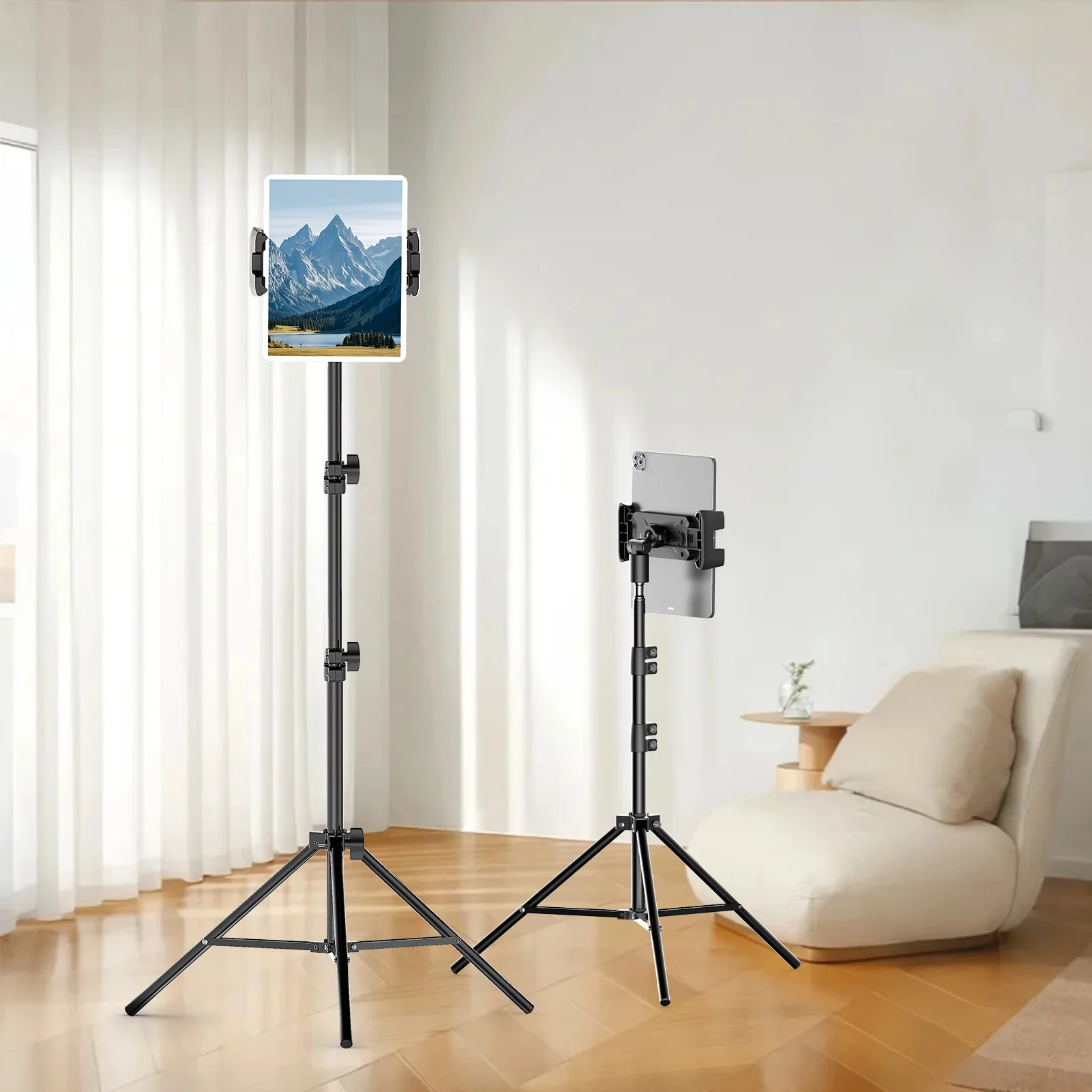 Floor Tripod Tablet Stand Height Adjustable Holder Mount Lazy Bracket for IPad Pro Air 12.9 Iphone 16 15 Max Samsung Cell Phone