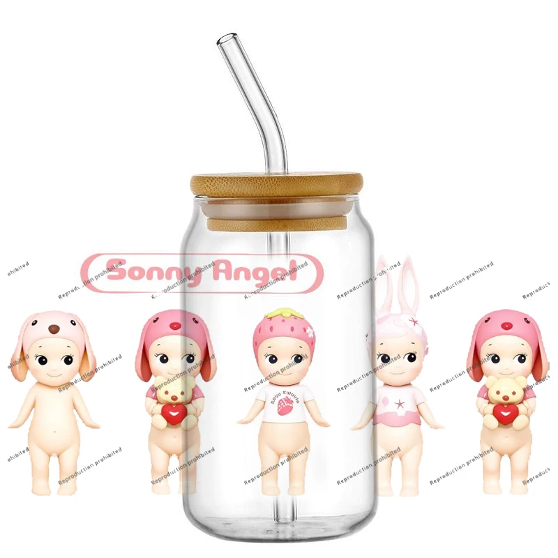 Cute Cherub Doll Kawaii Cartoon 3D UV DTF Waterproof Stickers For 16oz Glass Can Cup Coffee Mug DIY Decals Theme Transfer Gift