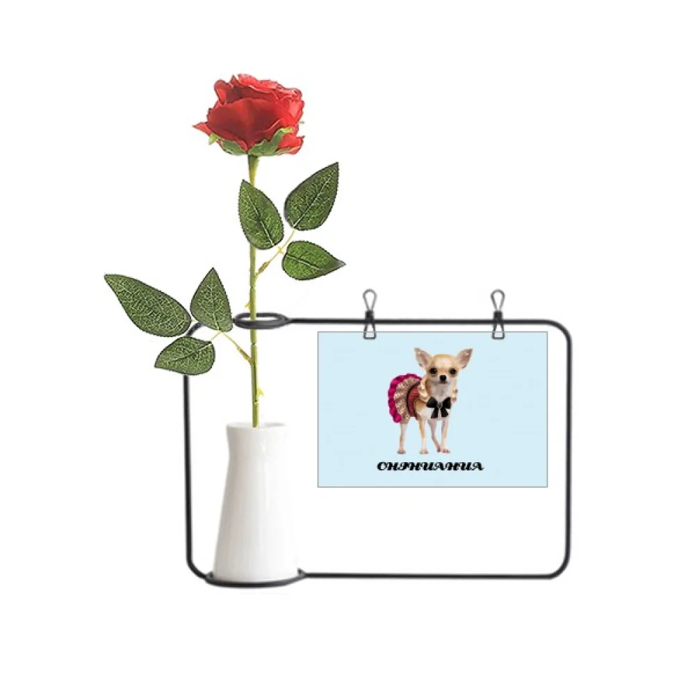 Chihuahua Mini Eyes Art Deco Fashion Artificial Rose Flower Hanging Vases Decoration Bottle