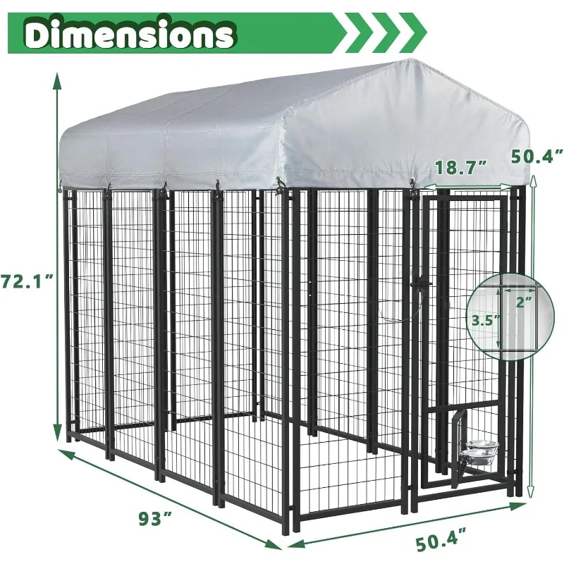 Imagem -06 - Lemberi-dog Kennel ao ar Livre para Cães Grandes Heavy Duty Fio Soldado Cercadinho de Aço Pet Pen Caneta Impermeável Resistente Aos Raios uv 4x4x6 Pés