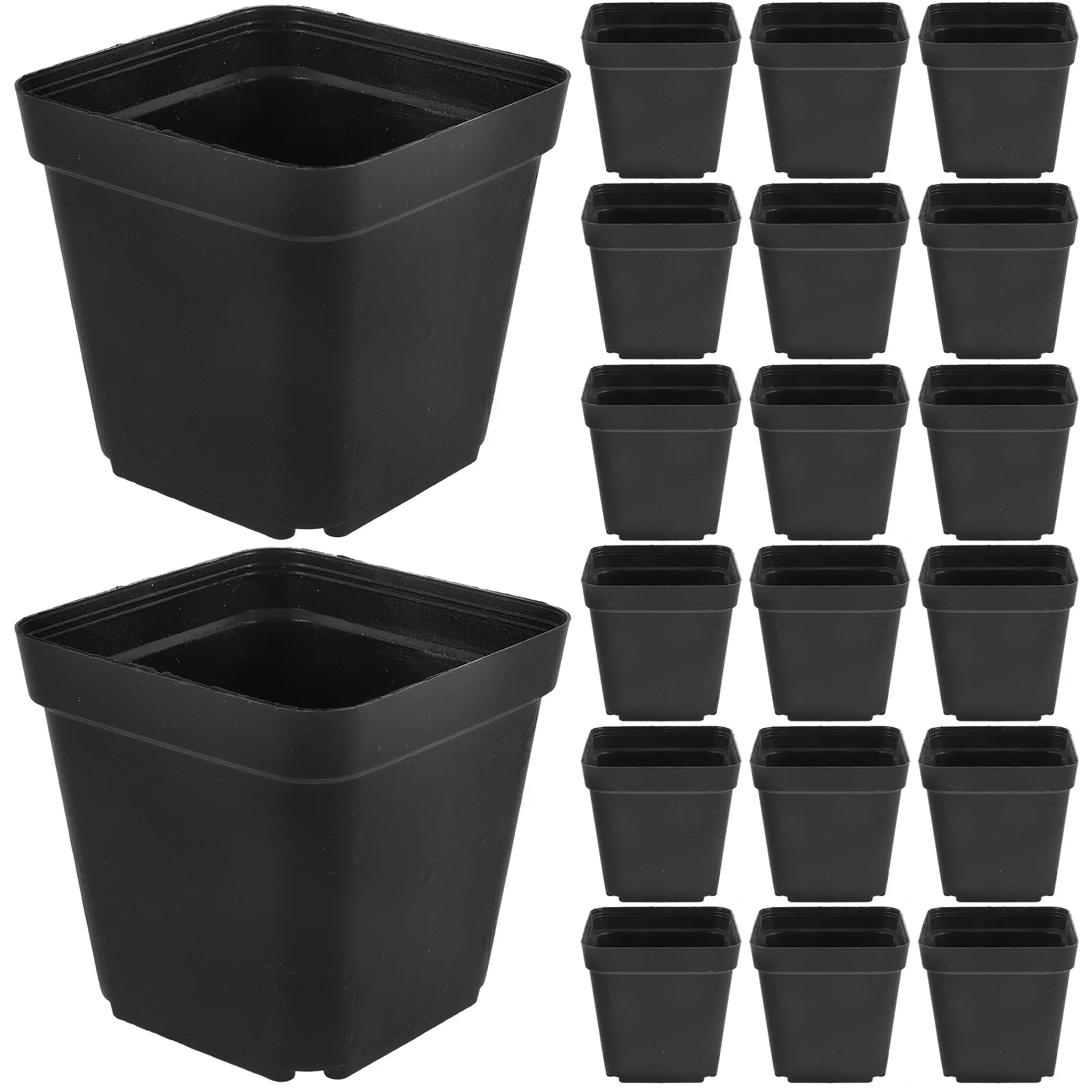 100 pçs plástico pequeno quadrado vasos suculentos preto mini vaso de flores com drenagem para cacto bonsai plantio ao ar livre indoor