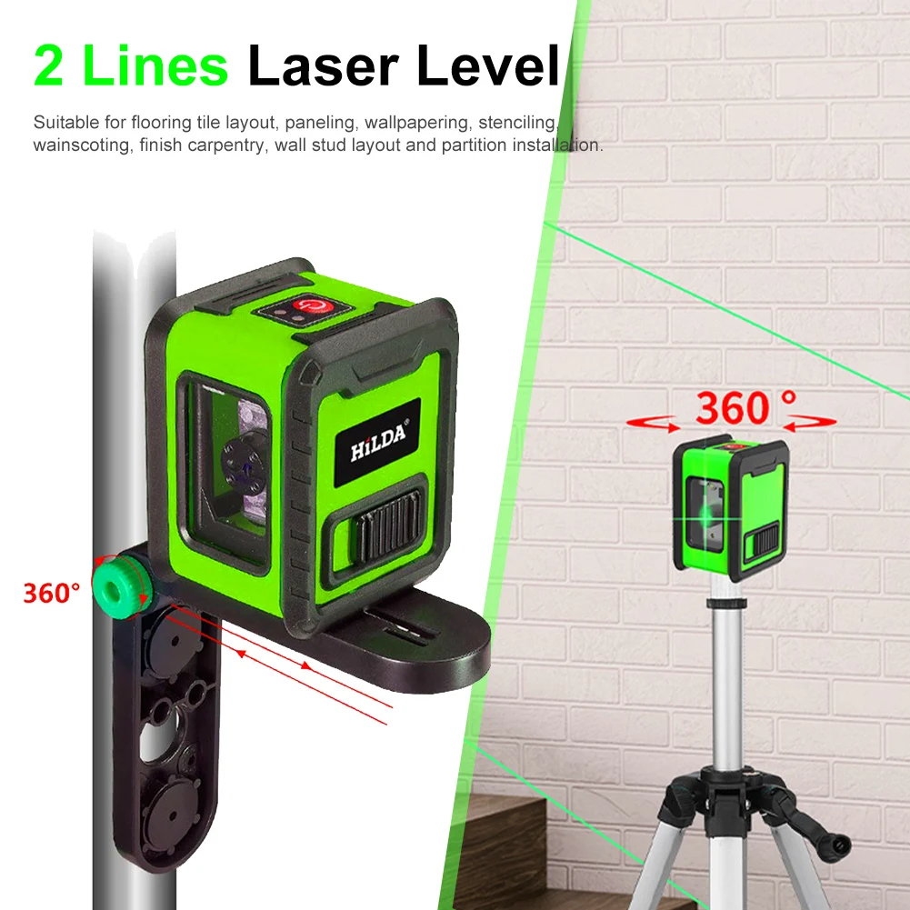 

2 Lines Laser Level Portable Self Levelling Green Beams Laser Horizontal Vertical Cross-Line Beam Line Without Battery Dropship