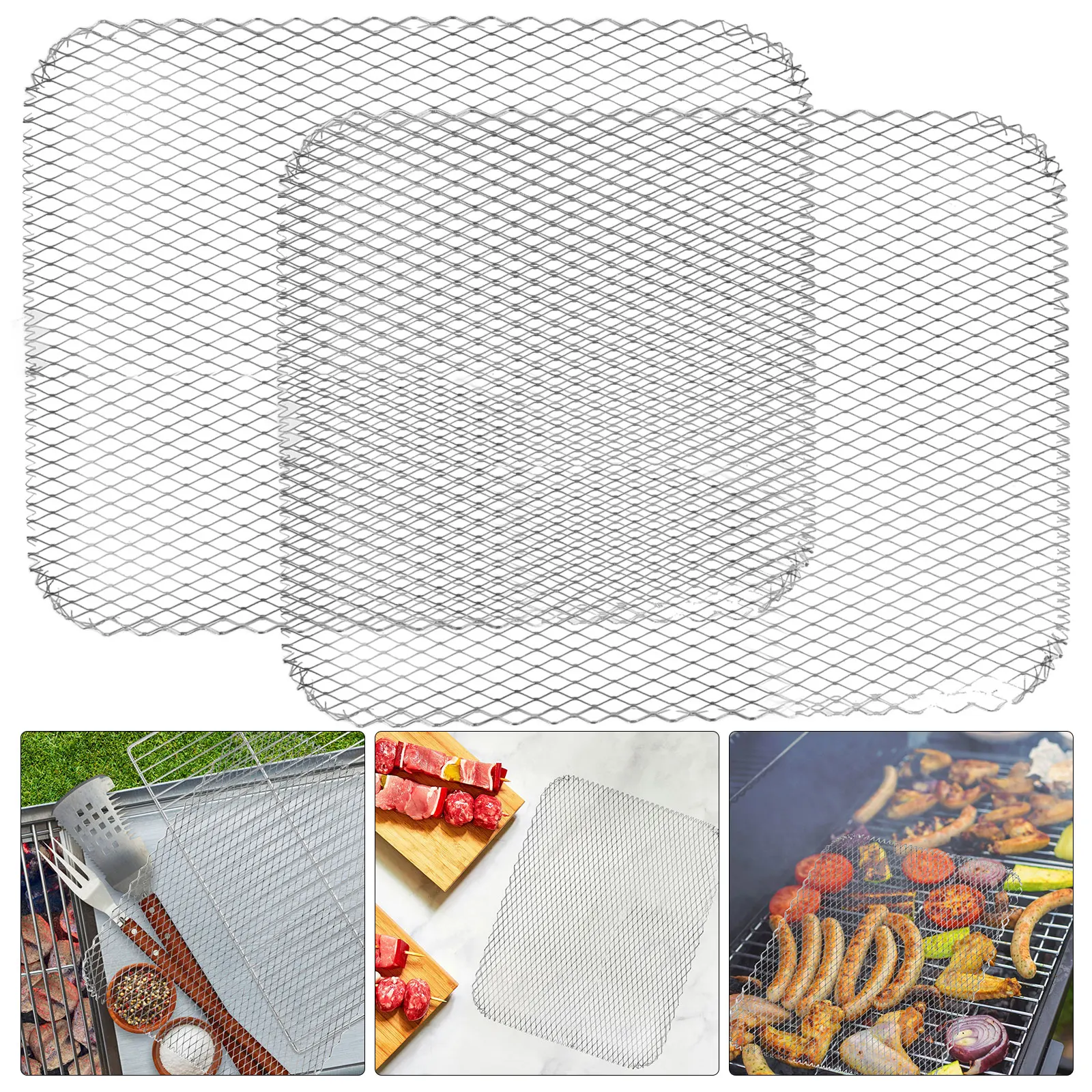 10pcs Disposable Bbq Grill Mesh Mat Aluminum Topper Broiler Net Cooking Grid Baking Tool Outdoor Indoor Rectangular High Temp