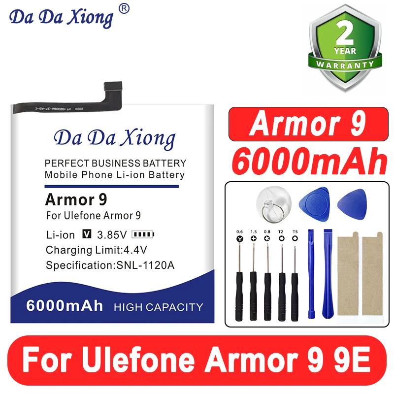 100% New battery for Ulefone armor 9 battery 6000mAh Long Standby Time for Ulefone armor 9E battery