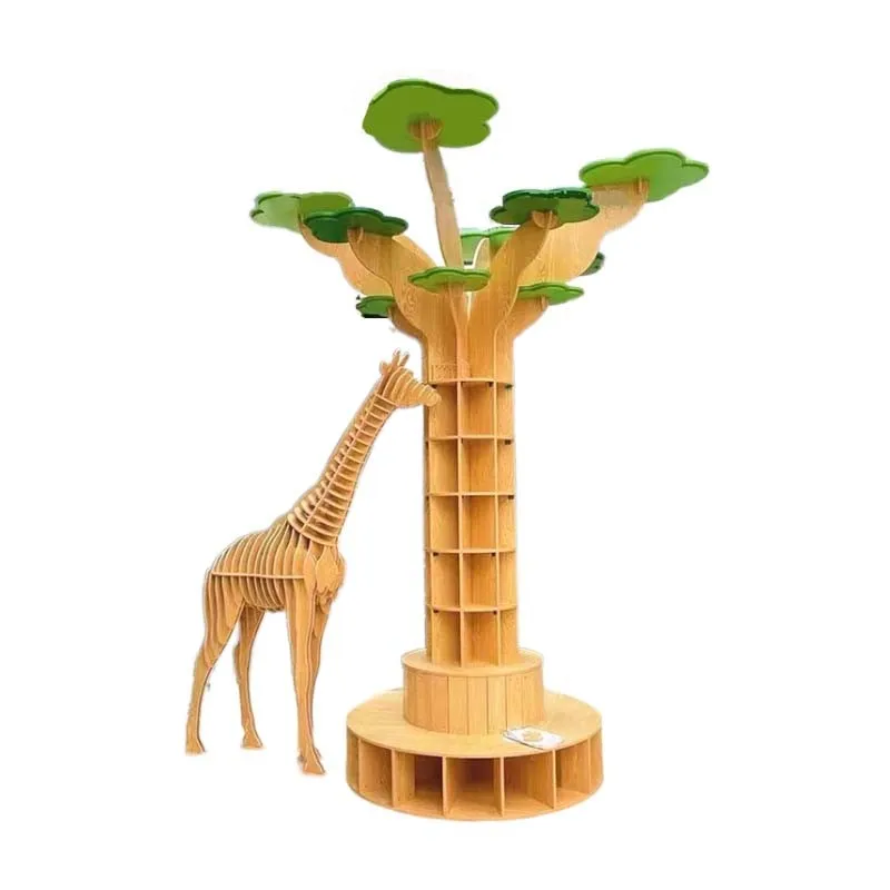 

Floor-to-ceiling ornament picture book library soft-mounted tree-shaped bookshelf assembly library bookcase