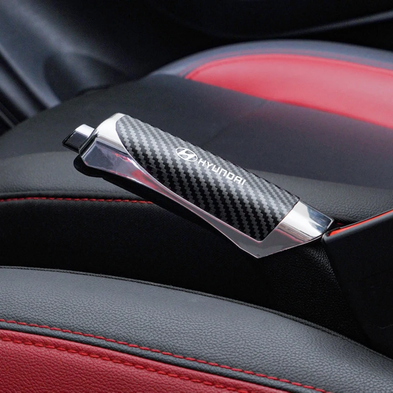 Car Hand Brake Cover Handbrake Grip Protection Cover Carbon Fiber For Hyundai Accent Azera Elantra Ioniq Palisade Tucson Tuscani