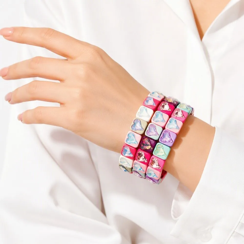 2026 10mm Liebes-Charm Zirkonia-Perlen Armbänder für Frauen Handgefertigtes Buntes Kristall-Perlen Chunky Liebes-Armreif – Detail 9