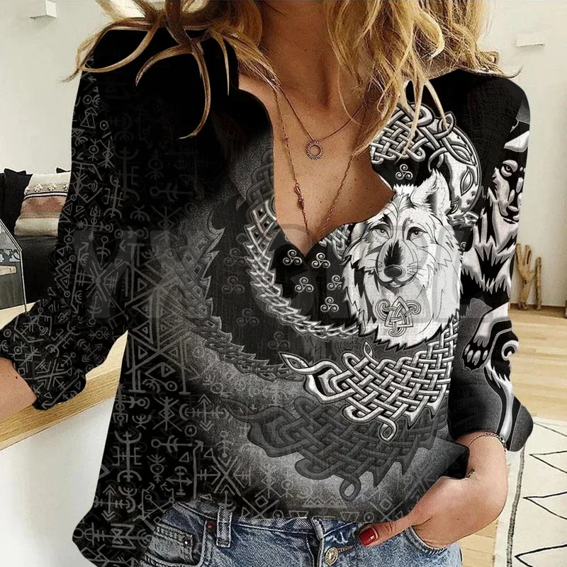 

Legendary Wolf Silver Women Casual Shirt 3D Printed Button-down Shirt Casual Unique Streewear