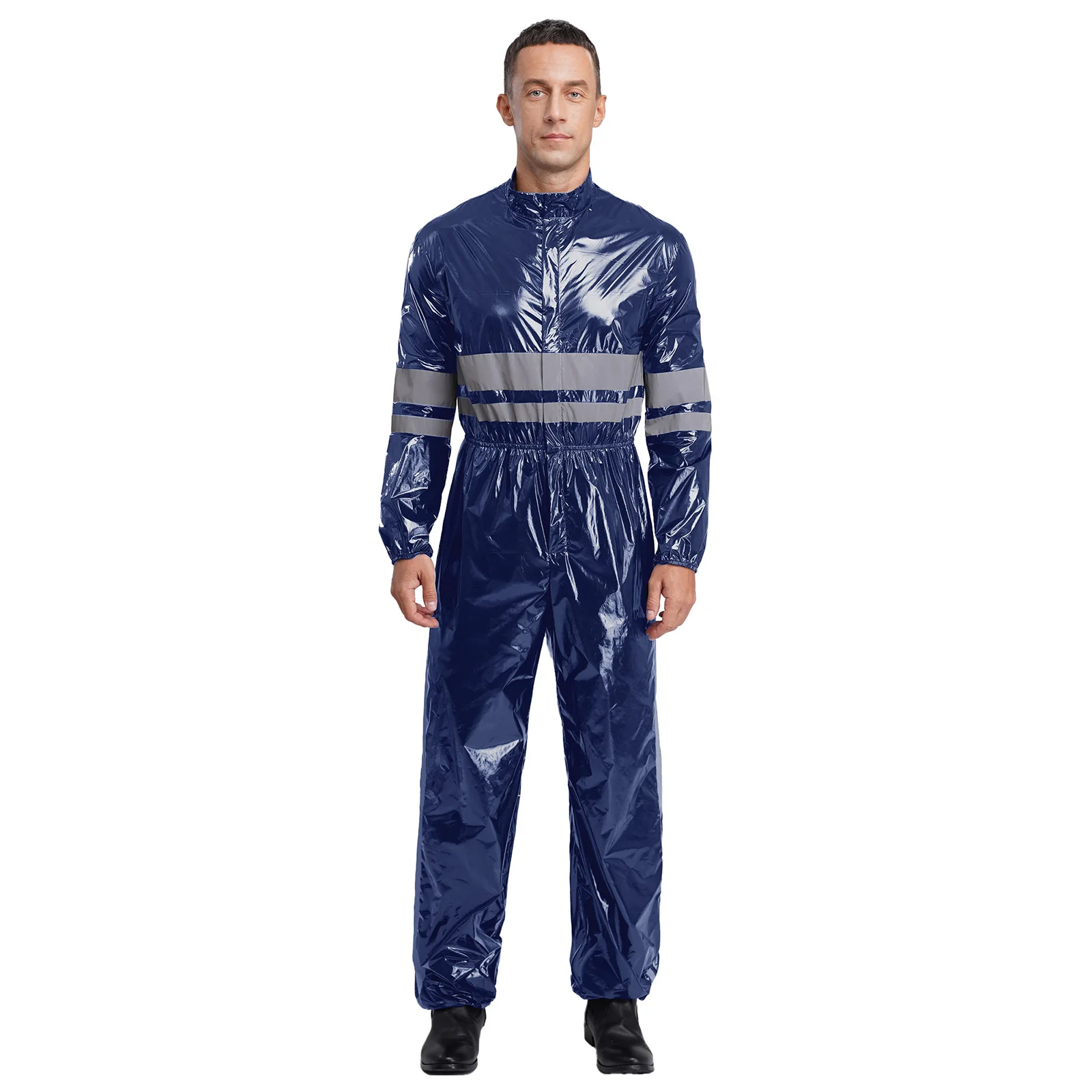 

Men Fashion Shiny Long-Sleeved Coveralls Overalls Factory Workshop Working Costumes Long Sleeve Labor Casual Work Jumpsuits