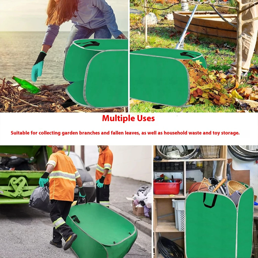 Bolsa recolector de hojas, recogedor de hojas grande para jardinería, bolsas reutilizables para recoger residuos con asa plegable para basura