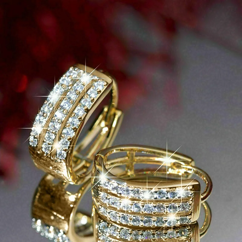 

European and American Exaggerated Earrings, Korean Temperament, Zircon Personalized Lovers' Thrifty Proposal Women Lady Grils