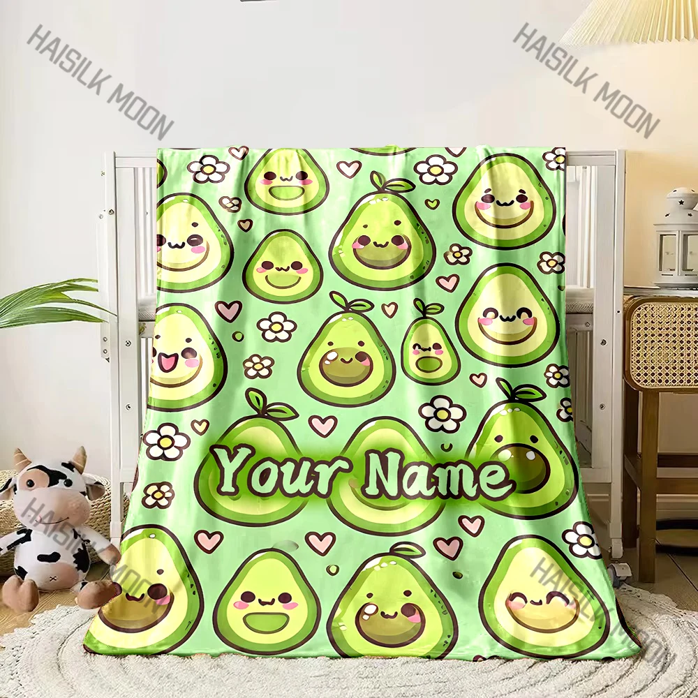 Custom Name Personalized Blanket Love Avocado Print Adult Children Warm Blankets and Comfortable Blanket Holiday Girl Gifts #2