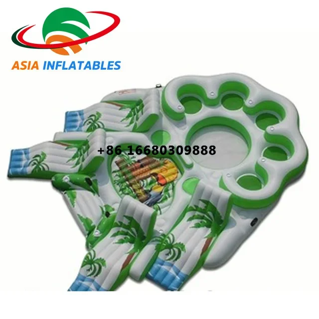 10 Person Inflatable Water Raft Pool Tropical Tahiti Ocean Floating Island, Large inflatable water islands