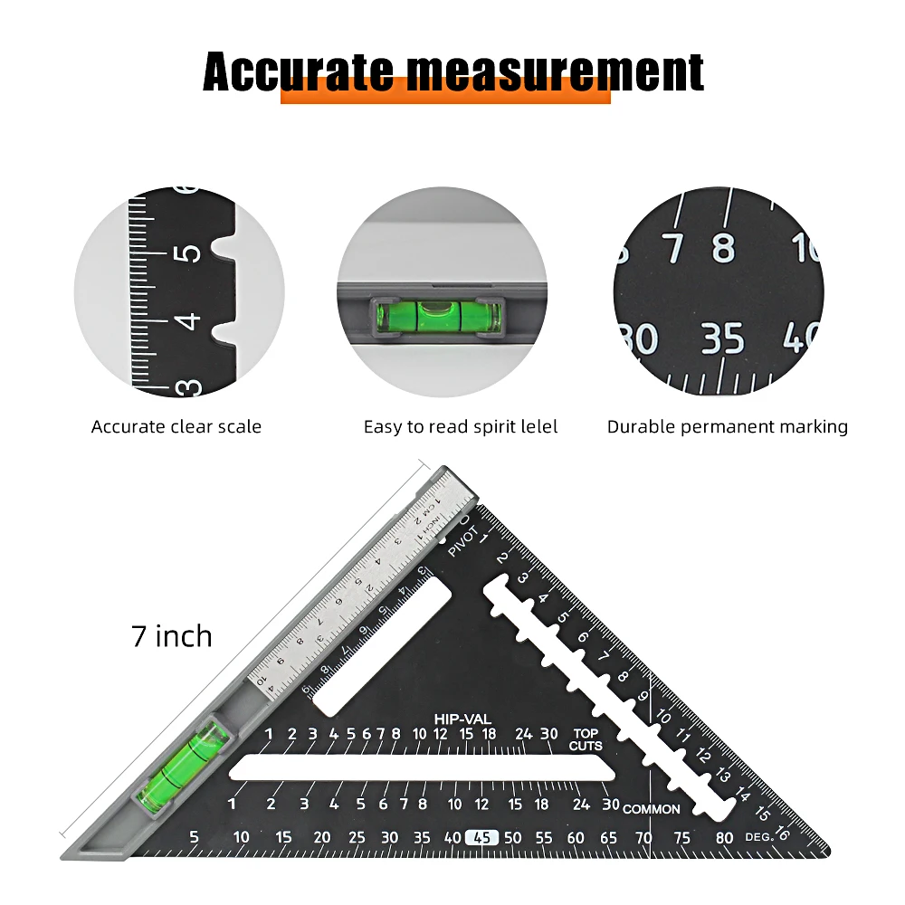 Rongpro Multifunction Triangular Angle Rule Woodworking Tools DIY Carpentry Measuring Instruments With Metal Rule Bubble level