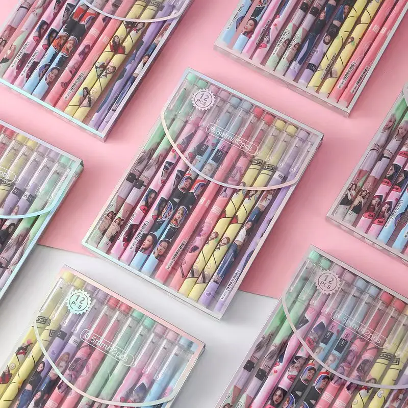 الكورية الأسود الوردي فتاة مجموعة للجنسين القلم القرطاسية مسحوق أسود الصحافة المياه القلم الكورية عالية الجمال قلم أسود هدية