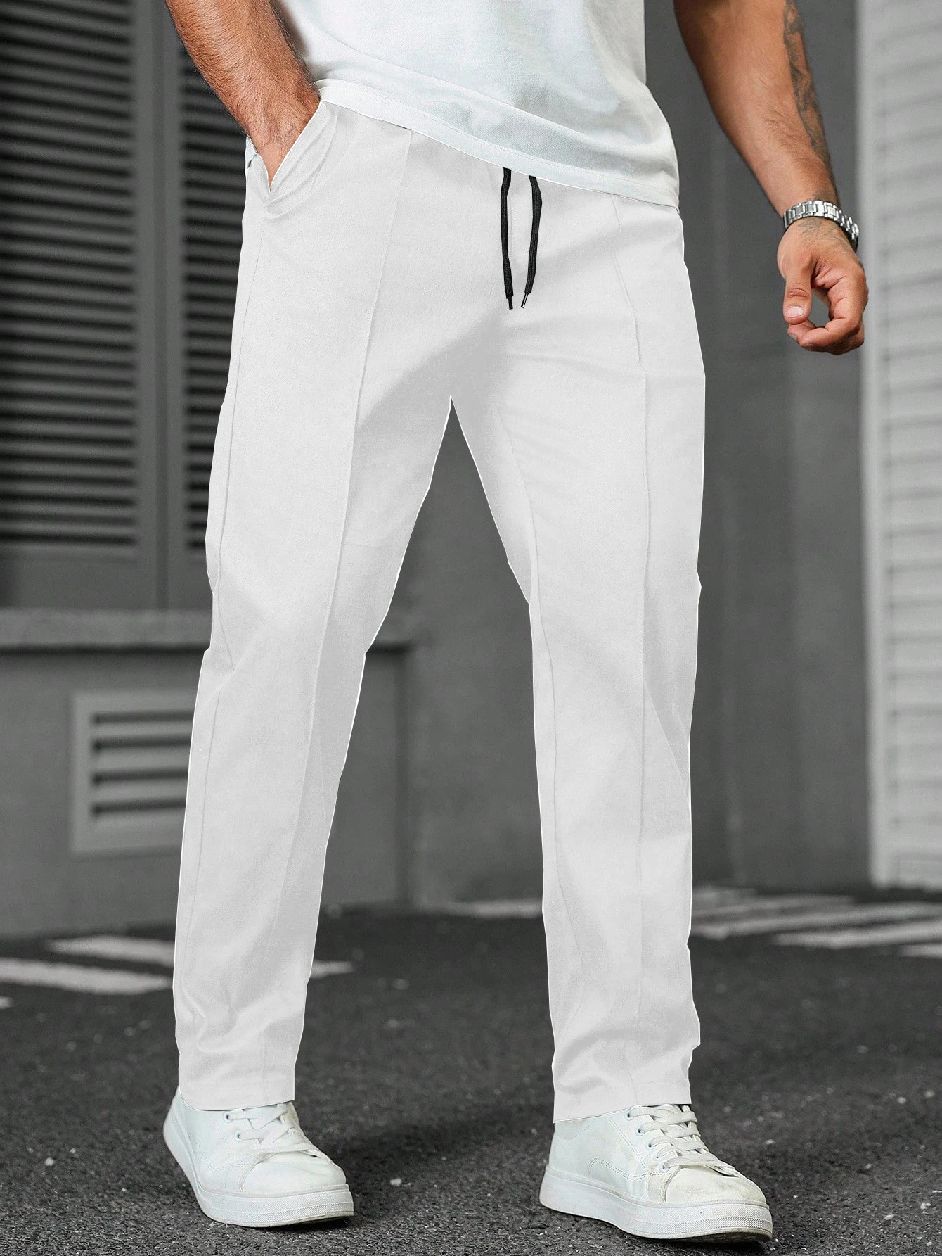 

plus Size Men's Casual Pants Comfortable Slim Fit for Daily Outings 100% Polyester Fiber