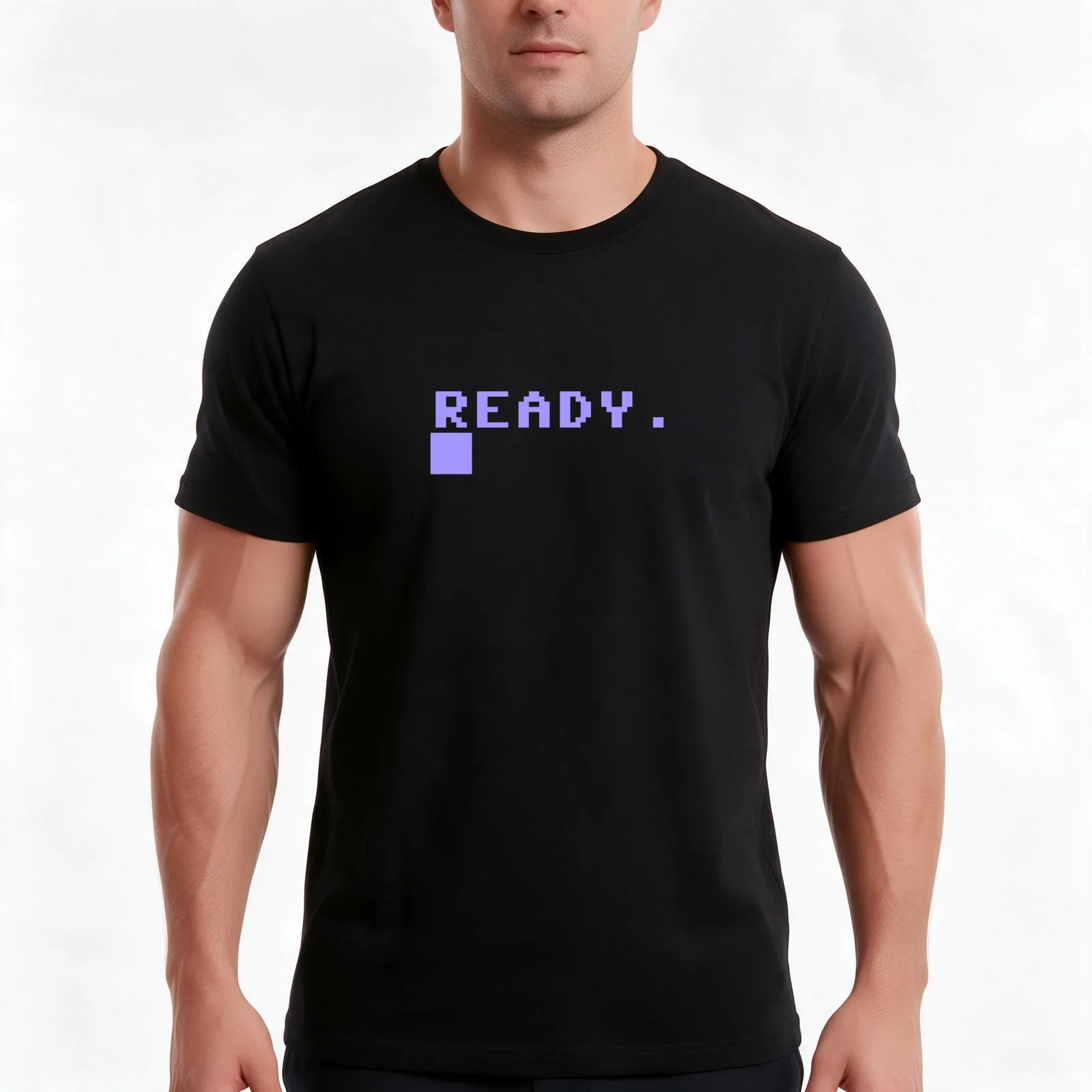 Commodore C64 Power On Prompt T-Shirt, Summer Casual Cotton Tee, Oversized Streetwear Tops, Vintage Graphic Print, 100% Cotton